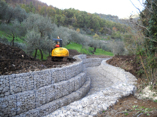 Sistemazione del terreno sulle gabbionate